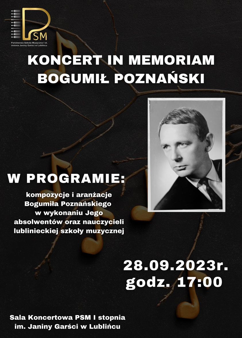 Read more about the article KONCERT IN MEMORIAM BOGUMIŁ POZNAŃSKI (28 września 2023)