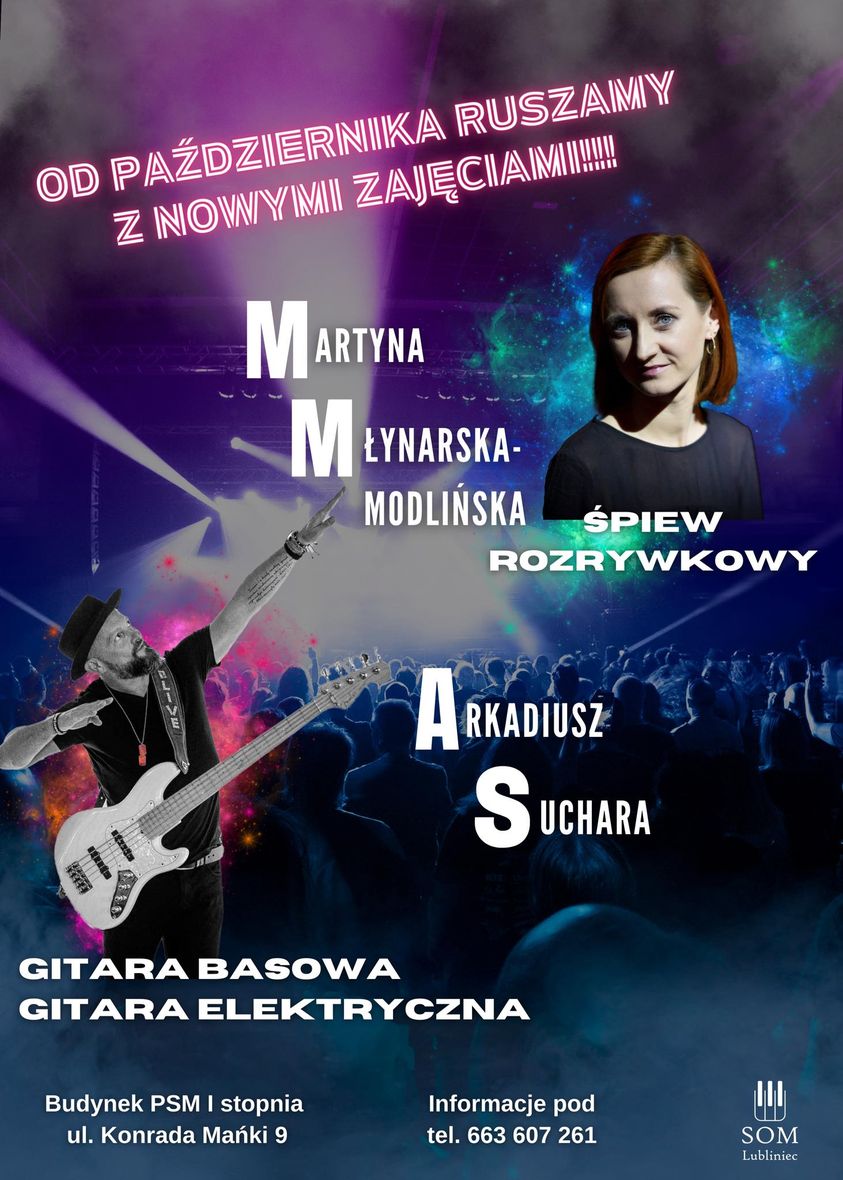 Read more about the article Nowe zajęcia od października !!! – śpiew rozrywkowy, gitara basowa i elektryczna